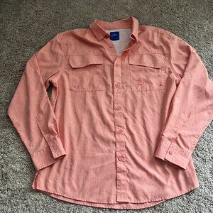 Guy Harvey Fishing Shirt Vented Pockets Peach Long Sleeve Men’s Medium